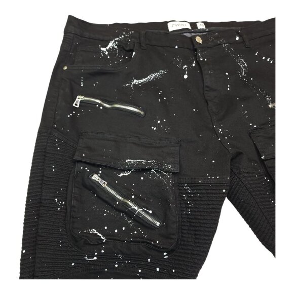 FWRD Denim Mens Paint Splatter Jeans Size 48 Inseam 33 Black White Stretch Denim - Picture 5 of 10